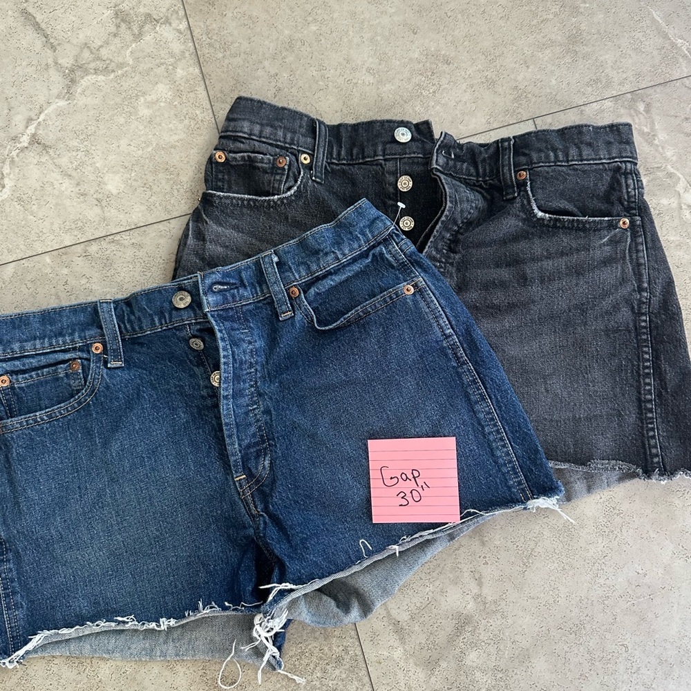 GAP Denim Cutoff Shorts Duo - Blue and Black